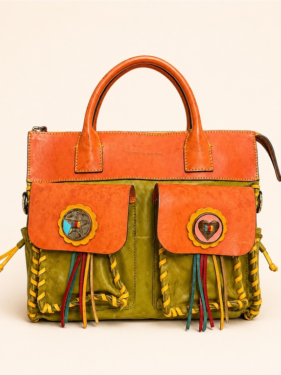 Dooney & Bourke Handbags - Dooney & Bourke Bolero Vintage Whipstitch Leather Satchel Bag